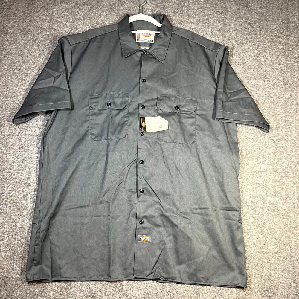 Dickies Men's 1574 Short Sleeve Work Shirt XL Charcoal Button Down